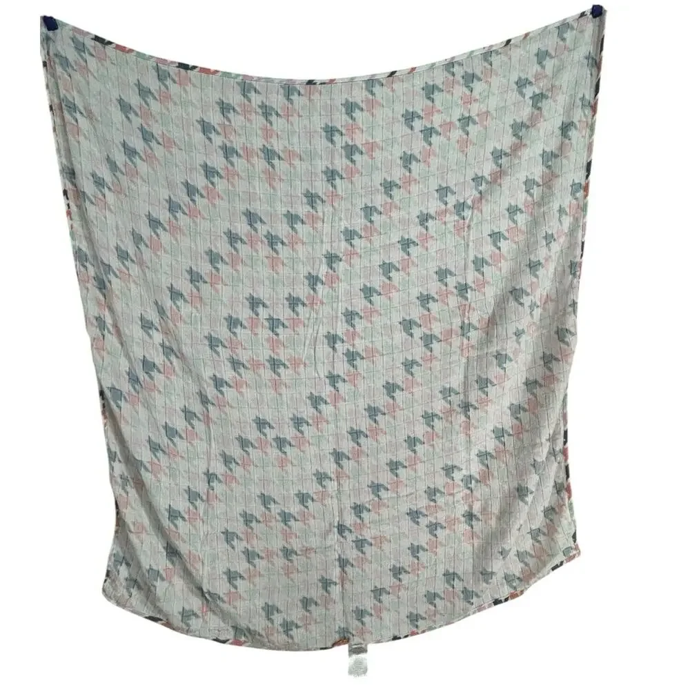 Tula Houndstooth Muslin Bamboo Baby Blanket Orange Pink Navy Blue Mint Green